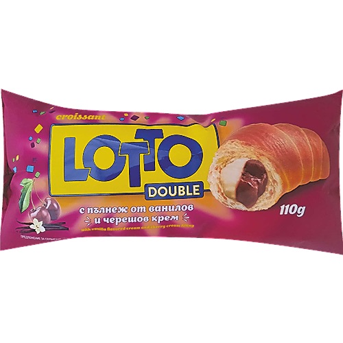 кроасан Lotto с ванилов и черешов крем 110гр