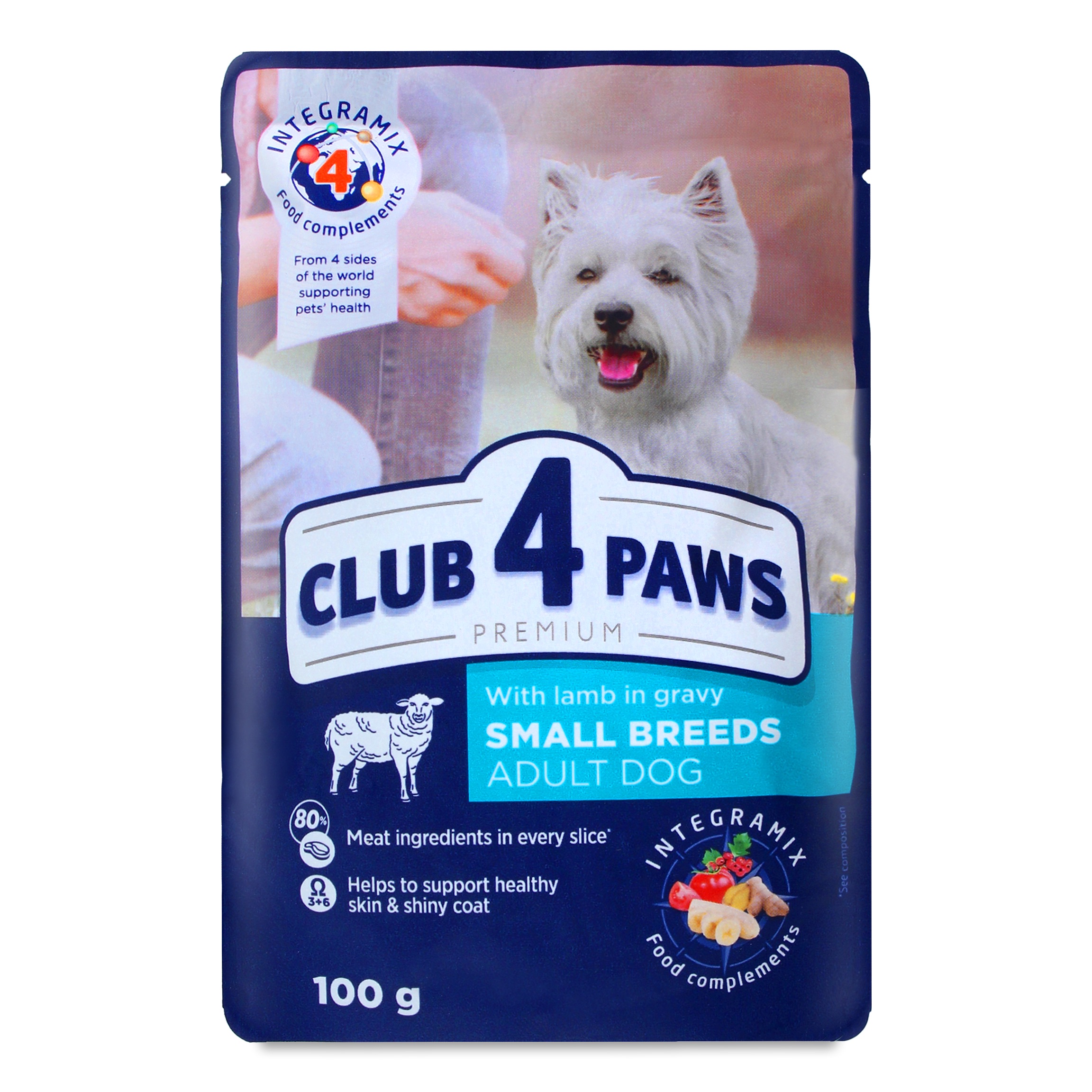 пауч за куче Club 4 paws агнешко 100гр