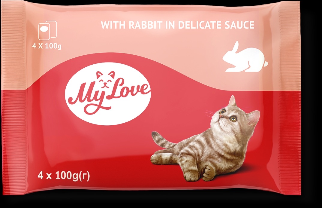 пауч за котка My Love заешко 4х100гр