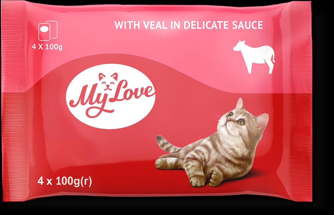 пауч за котка My Love телешко 4х100гр